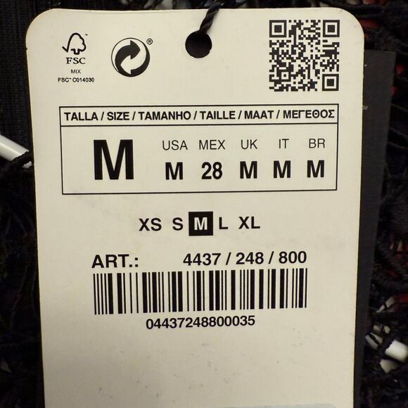 NWT Zara Crochet Lace Short Sleeve Scalloped Hem Blouse Black Medium - Picture 3 of 4